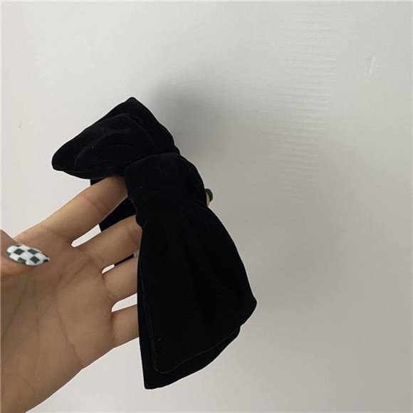 YERTTER Dainty Black Velvet Knot Bow Turban Wide Headbands Yoga Thick Headbands main image 5